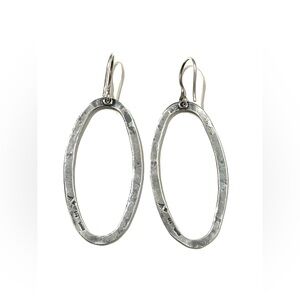 SILPADA 925 Sterling Silver Hammered Oxidized Oblong Hoop Earrings W1880